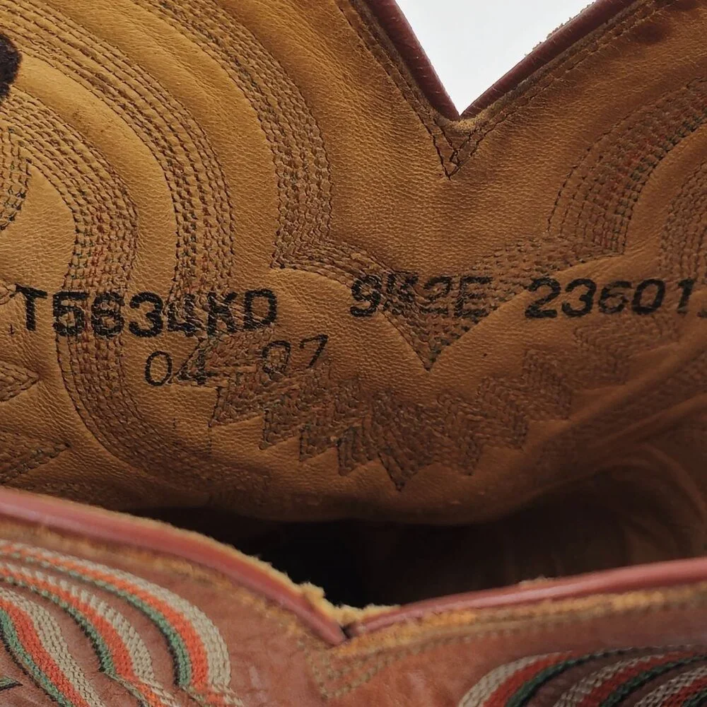 Lucchese Mens 9.5EE Tail-cut Caiman Black Brown Leather Cowboy Western Boots CBC - Picture 3 of 16